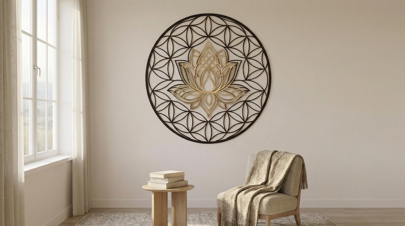 3D Metal Sacred Geometry Lotus Mandala Wall Art, Meditation Yoga Decor ...