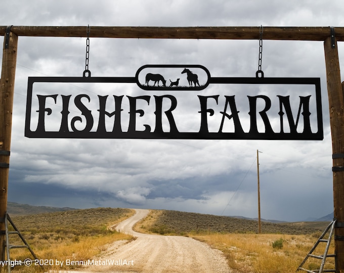 Large Metal Farm sign, Custom Metal farm sign, Personalized metal farm sign, XL farm sign, Farm sign with animal figures, Farm sign outdoor