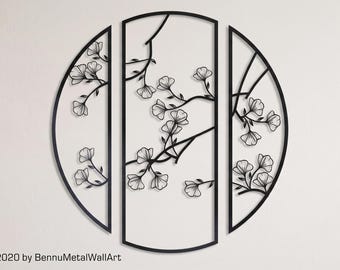 Floral Circle Metal Wall Art Set of 3