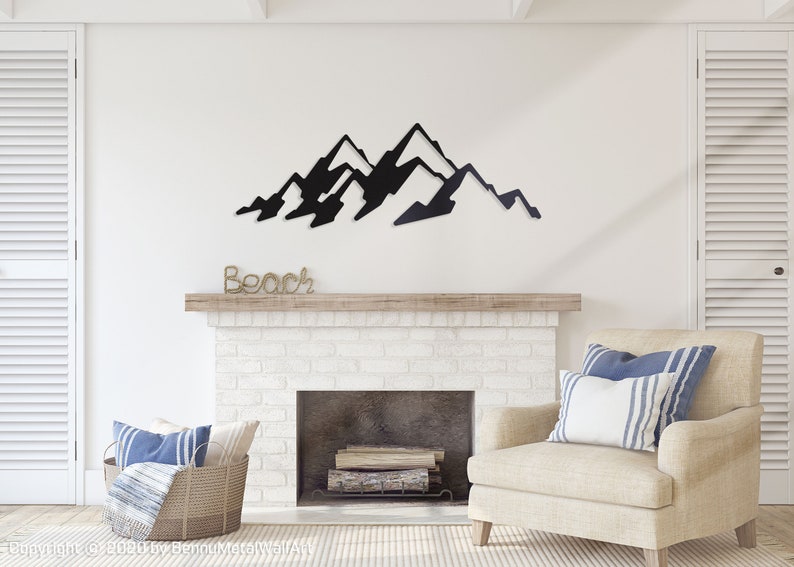 Metal Mountain Wall Art Metal Garden Wall Art Metal Home Etsy