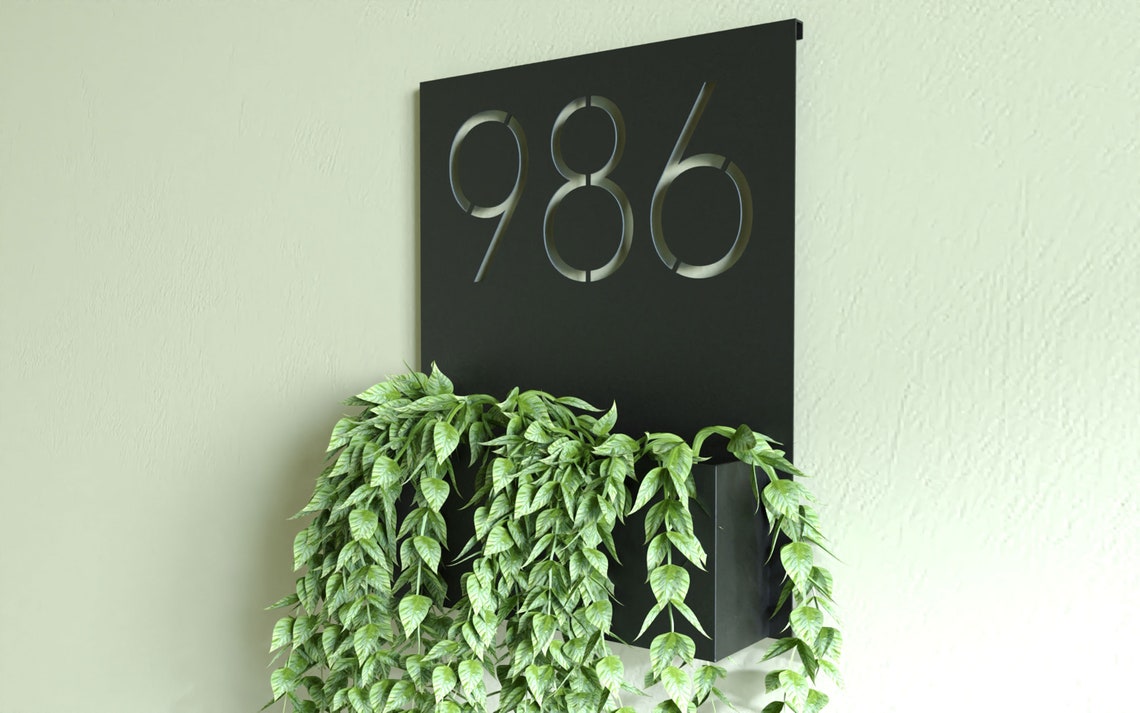 Address Planter Address Sign With Planter Box Address Etsy