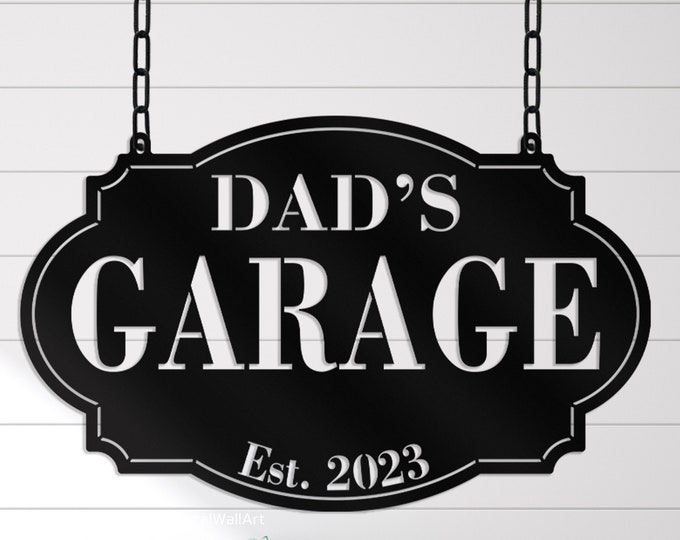 Dad's garage metal sign, Custom garage sign for dad, Personalized garage signs for dad