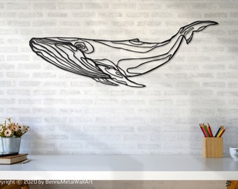 Minimalist Metal Whale Wall Art: Modern Ocean Decor