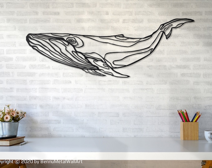 Minimalist Metal Whale Wall Art: Modern Ocean Decor