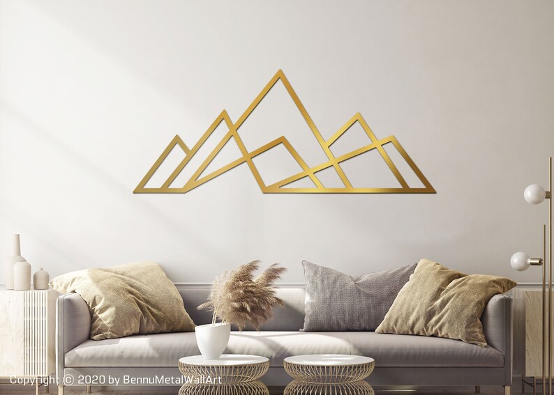 Mountain Line Wall Art Large Metal Mountain Wall Art Modern Etsy
