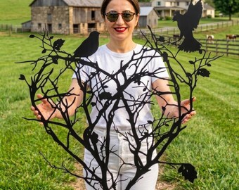 Heart wall art, Metal tree wall art, Tree of life metal wall art, Metal heart wall decor, Metal bird wall art, Christmas gift