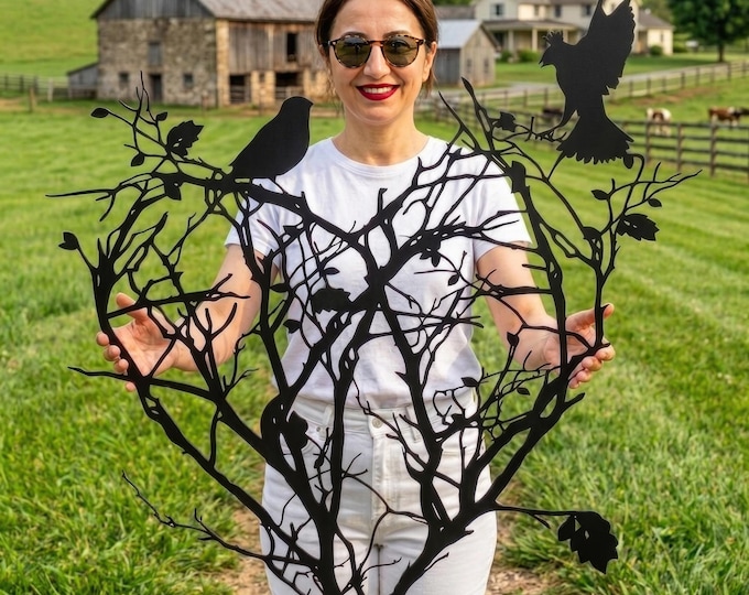 Heart wall art, Metal tree wall art, Tree of life metal wall art, Metal heart wall decor, Metal bird wall art, Christmas gift