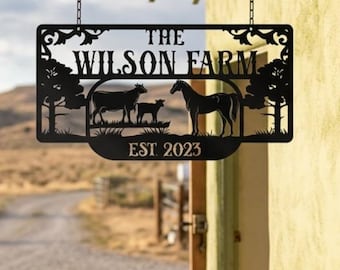 Large Metal Ranch Sign: Personalized Farm Plaque