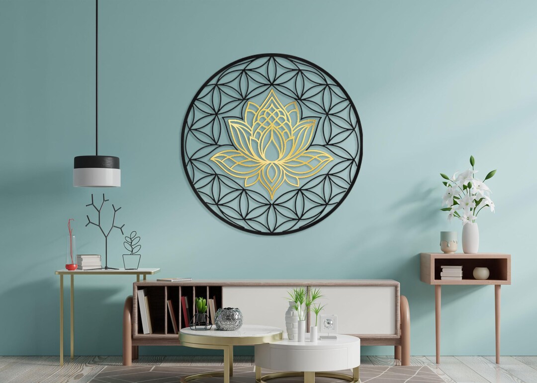 Sacred Geometry Lotus Flower of Life Wall Art, Meditation Yoga Decor - Etsy