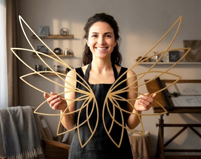Metal Angel Wings Wall Art | Geometric Modern Home Decor Piece
