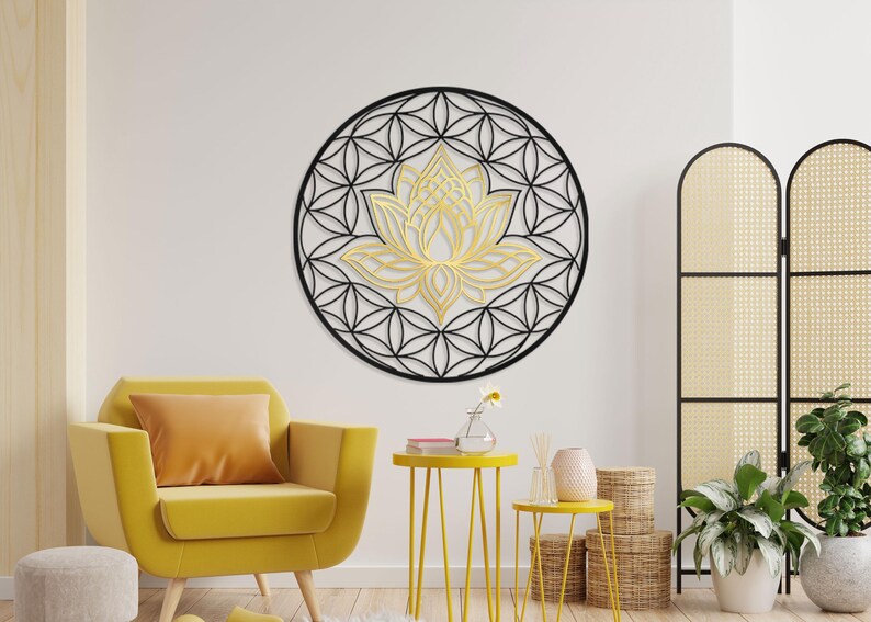 Sacred Geometry Lotus Flower of Life Wall Art, Meditation Yoga Decor - Etsy
