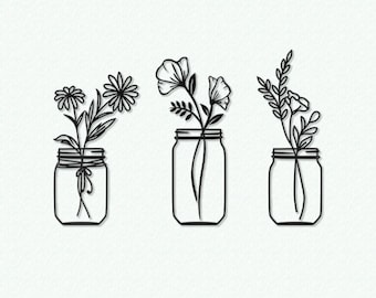 Flowers in a vase metal wall art , Metal Flower Wall Decor