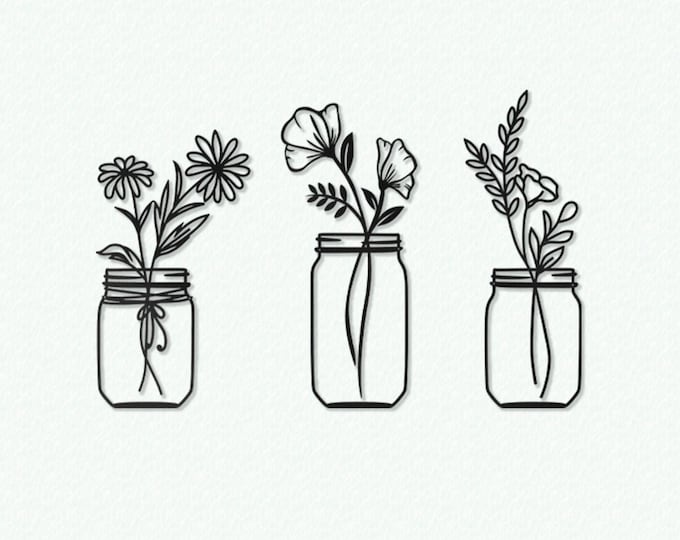 Flowers in a vase metal wall art , Metal Flower Wall Decor
