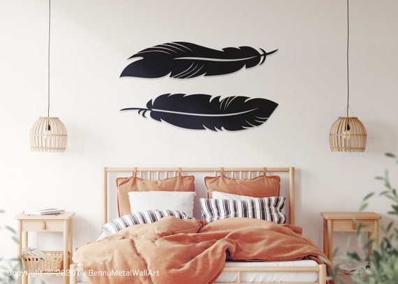Metal Feather Wall Art Set: Minimalist Home Decor, Divine Symbol