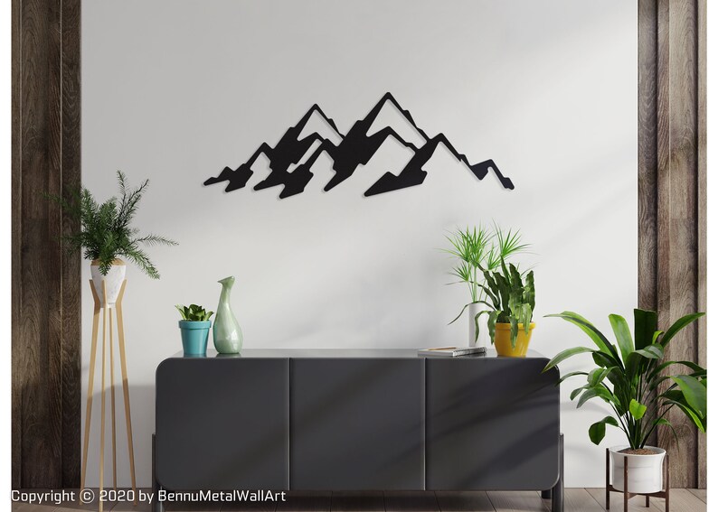 Metal Mountain Wall Art Metal Garden Wall Art Metal Home Etsy