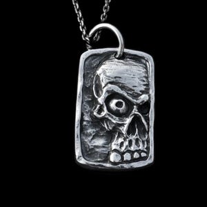 Handmade 925 Sterling Silver Skull Pendant Necklace - Gothic Jewelry Gift for Men Women - Halloween Day of the Dead