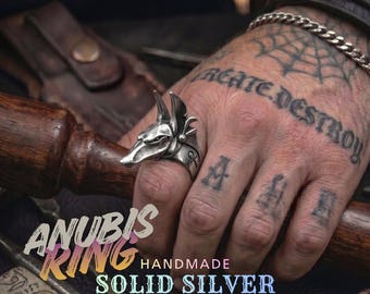 Anubis Ring Handmade Sterling Silver : Egyptian Mythology Jewelry