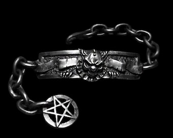 Joker Skull Sterling Silver Bracelet: Gothic Dark Humor Chain