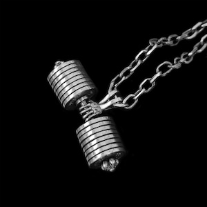 Sterling Silver Dumbbell Necklace: Gym Jewelry, Fitness Gift