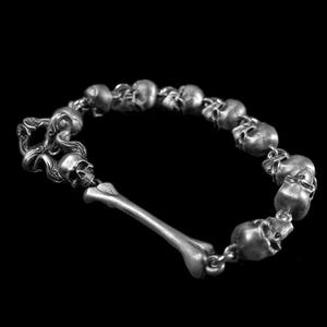 Handmade Sterling Silver Skull Bracelet: Edgy Biker Gothic Jewelry