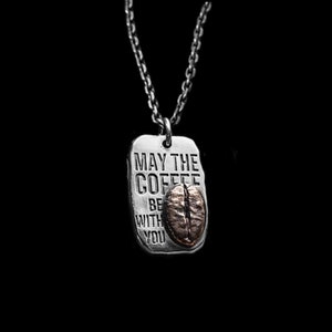 Coffee Bean Necklace 925 Sterling Silver with Copper - Barista Gift for Women Men - Coffee Lover Jewelry Espresso Coffee Shop Charm Pendant