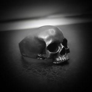 Silver Skull Ring for Men and Women - Unique No Lower Jaw Design - Customizable  Stylish Mens Skull Jewelry in Various Colors