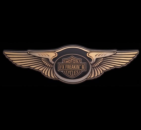 Custom Brass Motorcycle Emblem: Harley Rider Eagle Badge, 3M
