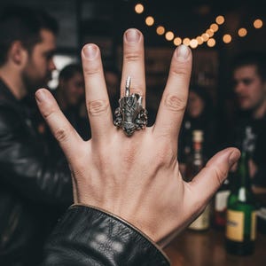 Sterling Silver Middle Finger Ring: 3D Geometric Statement Jewelry