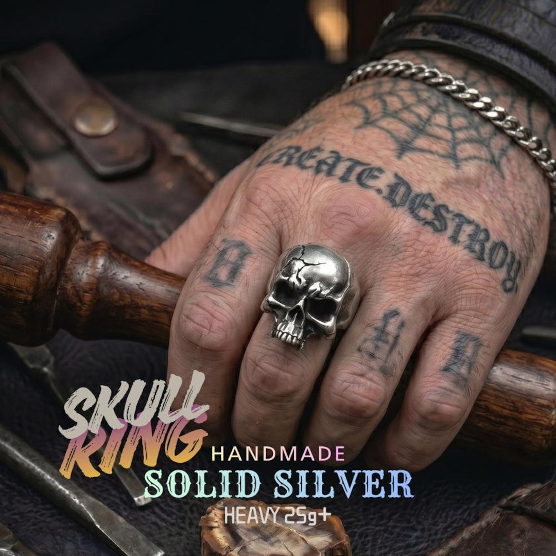 Scarface Rings Scarface Skull Ring for Men – Solid 925 Sterling Silver Gangster Style ...