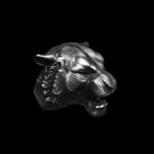 Handmade Sterling Silver Tiger Ring: Animal Totem Jewelry, Custom Size