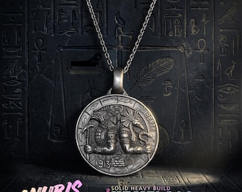 Sterling Silver Anubis Pendant - Egyptian God Mythology Necklace