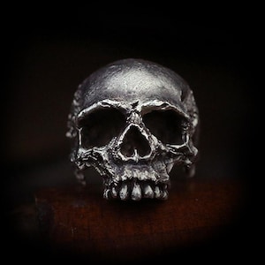 Handmade Gothic Skull Ring: 925 Sterling Silver Biker Rock Style