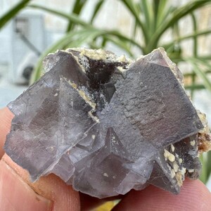 85 CTS Natural Purple Fluorite  with Calcite Combine Specimen , Mineral Specimens , Crystals