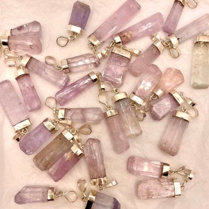 Pink Kunzite pendents With Silver Cap , 925 Silver , crystals , necklaces , gemstones , gems , Crystal image 3