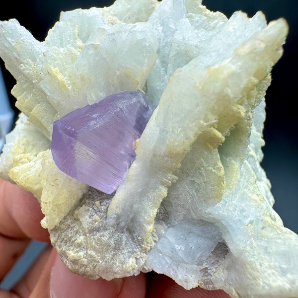 Stunning Purple Kunzite Crystal On Albite Matrix  , Crystals , minerals , mineral specimens , gems , gemstones , 82 Gram