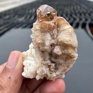 Natural Brown Topaz Crystal With Muscovite And Albite Combine Specimen , minerals , mineral specimens , crystals , 100 Gram