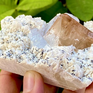 337 Gram Natural Golden Topaz Crystal With Quartz And Albite Combine Specimen , minerals , mineral specimens , crystals