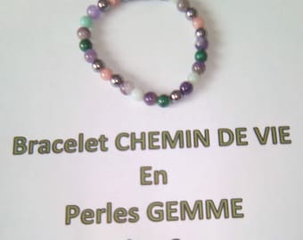 Bracelet perles gemmes  CHEMIN DE VIE unisexe