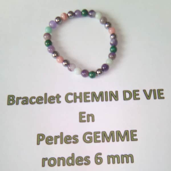 Bracelet perles gemmes  CHEMIN DE VIE unisexe