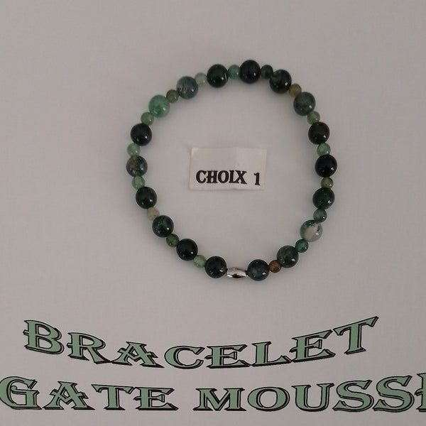 bracelet en perles gemme "AGATE MOUSSE"