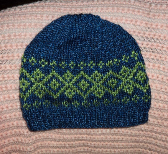 blue green beanie