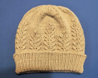 Hand Knitted Beanie: Organic Cabled Cotton Blend Toque