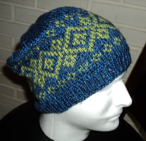 blue green beanie