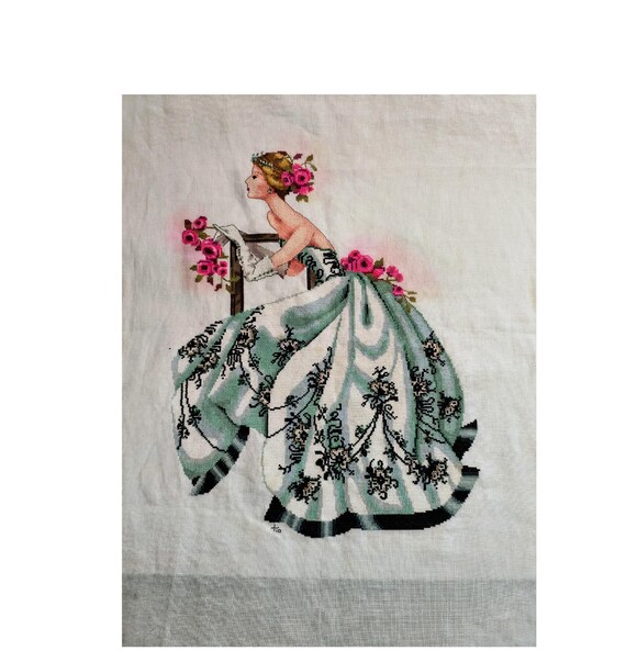 Beaded Cross Stitch Art: SABRINA Mirabilia Design on Linen