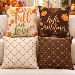 Fall Pillow Covers Set of 4, 18x18