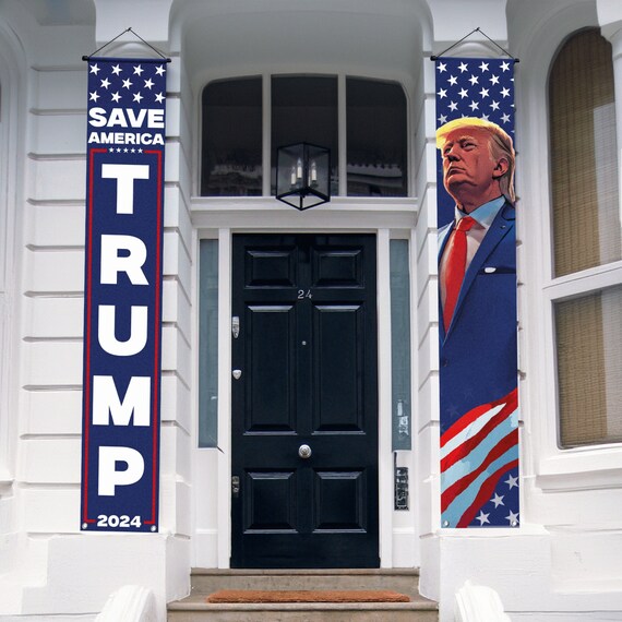 Eco TRUMP NEVER SURRENDER RED BLUE 1 Double Sided 12x16 In Yard Road S W Stand