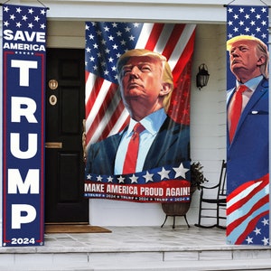 DecorX Trump 2024 Save America Campaign Banner - Patriotic Political Decoration for Home and Garden Outdoor Porch Yard Sign Door Wall Banner