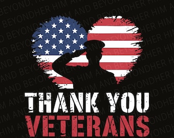 Gracias veteranos SVG PNG, archivo PNG digital de veteranos, descarga instantánea, diseño de camiseta de veterano, día de los veteranos, corazón de bandera de agradecimiento, soldadura SVG