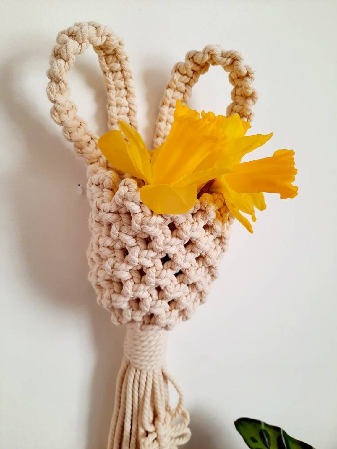 Bunny Rabbit Macrame wall plant holder children and nursery Etsy