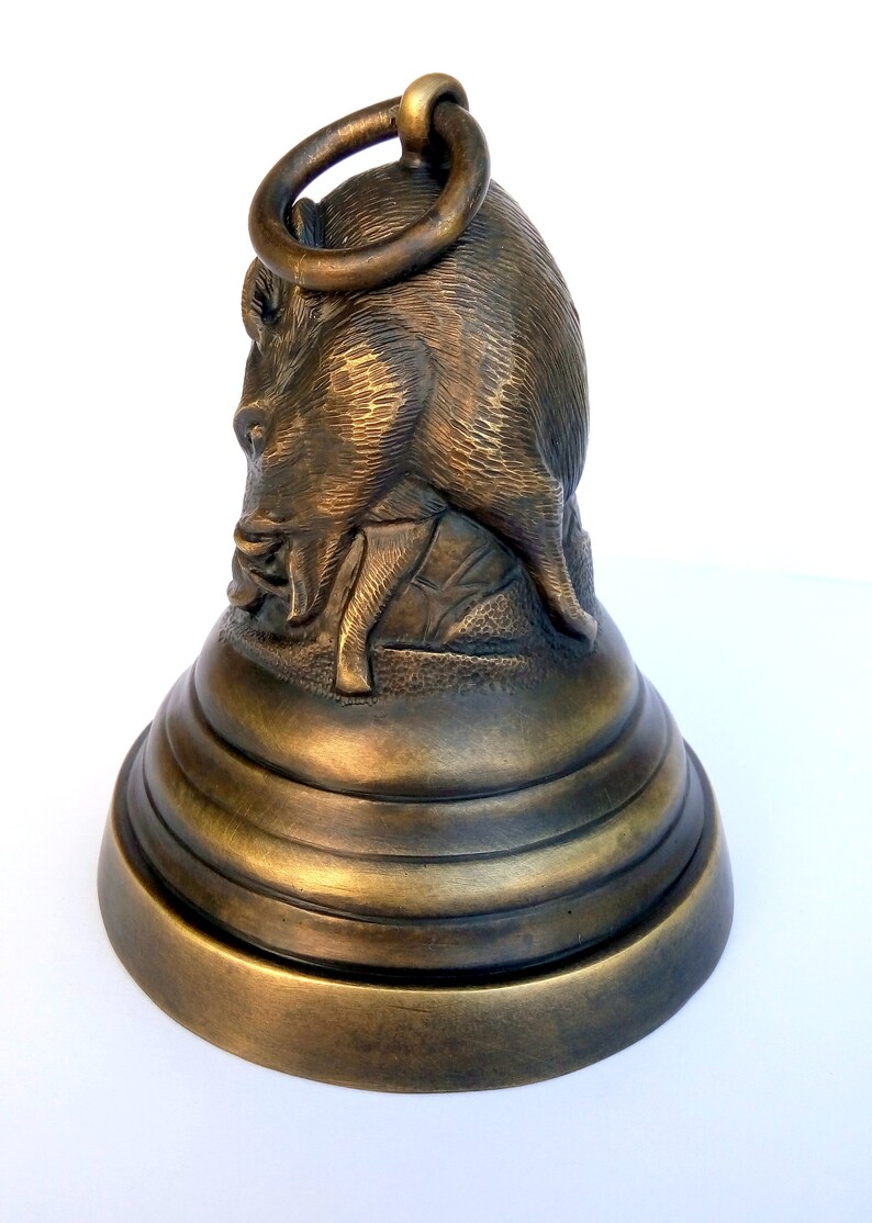 Brass Bell Wild Boar Figurine Hunter Gift Bronze Table Bell Etsy